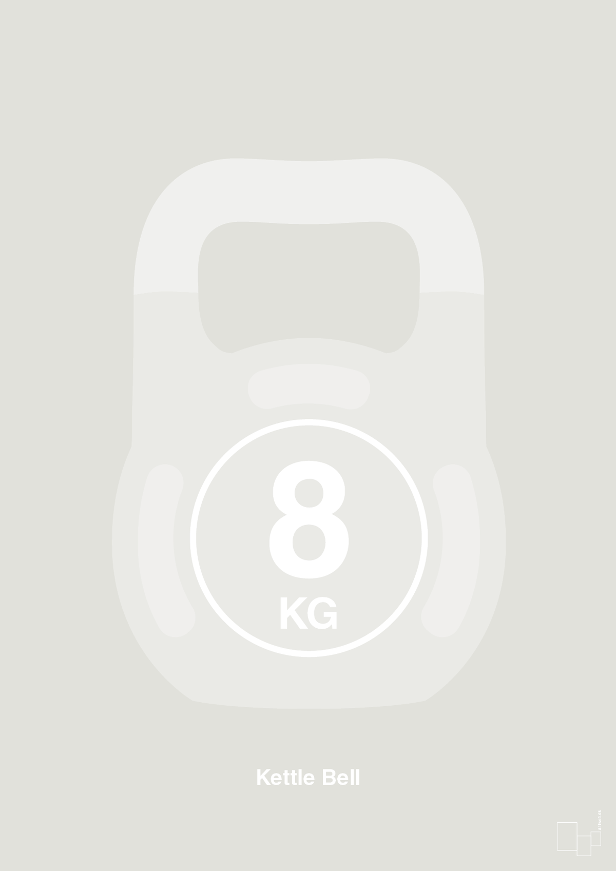 plakat: kettle bell 8 kg - painters white-Fitness-A1two3