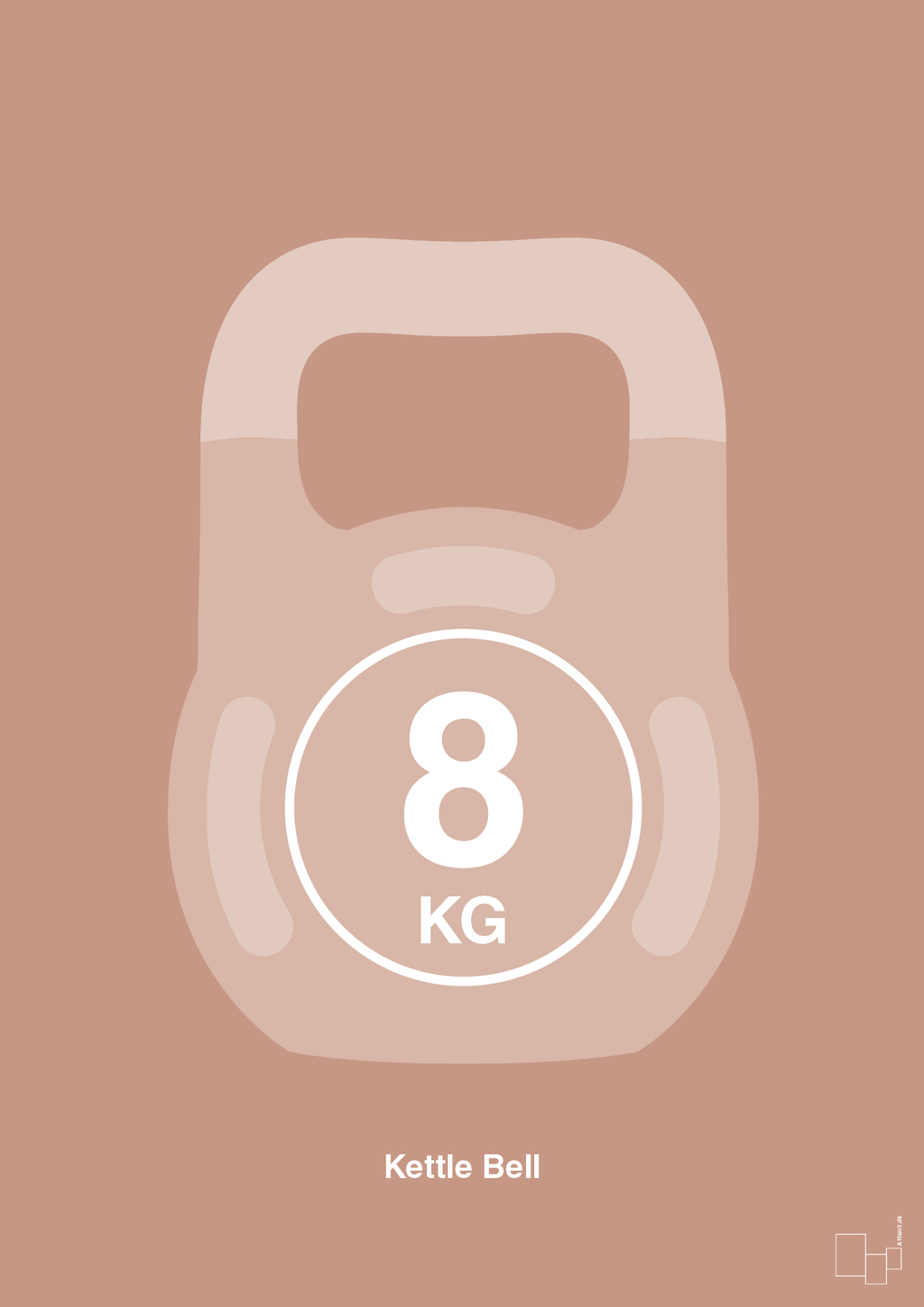 plakat: kettle bell 8 kg - powder-Fitness-A1two3