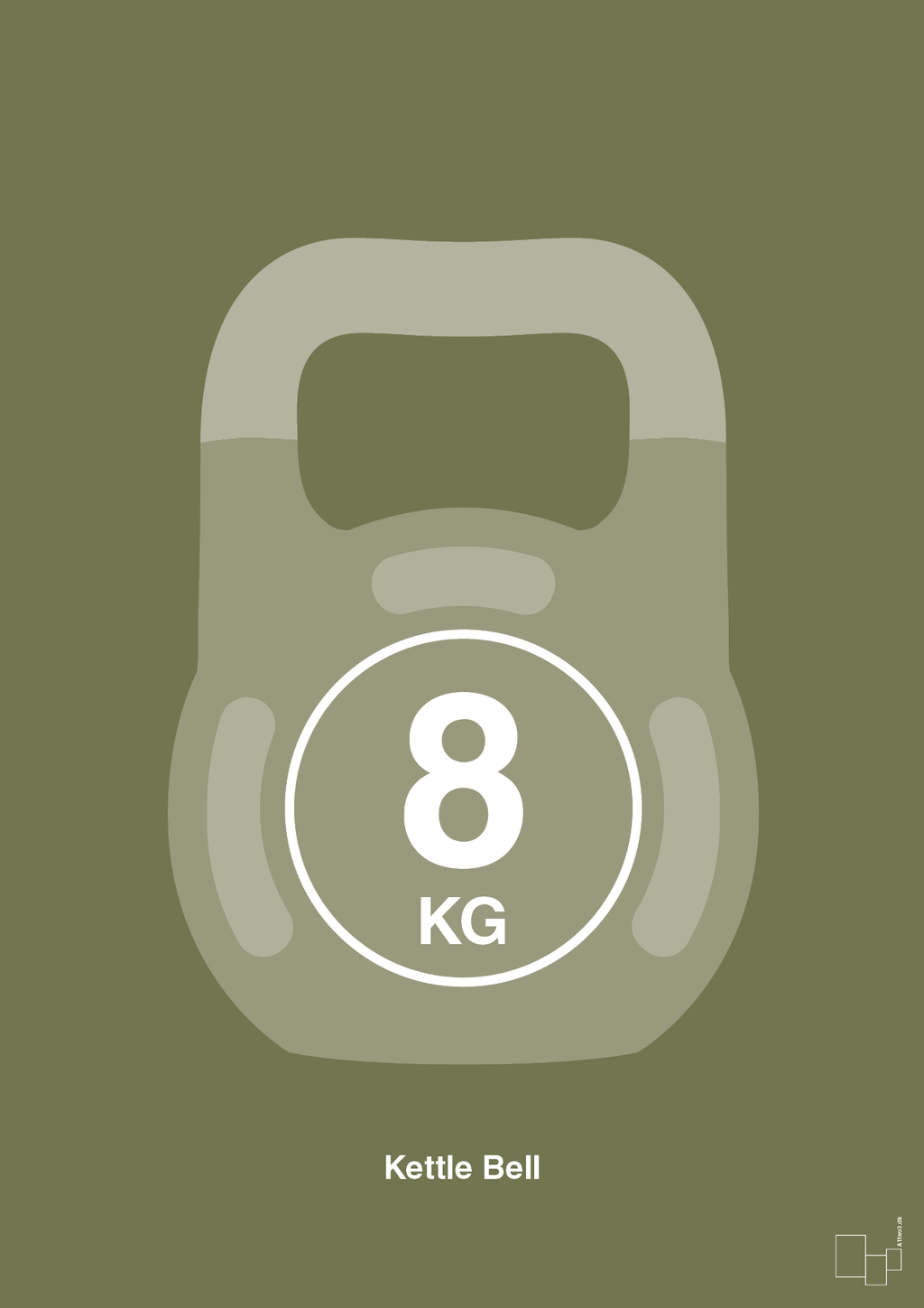 plakat: kettle bell 8 kg - secret meadow-Fitness-A1two3