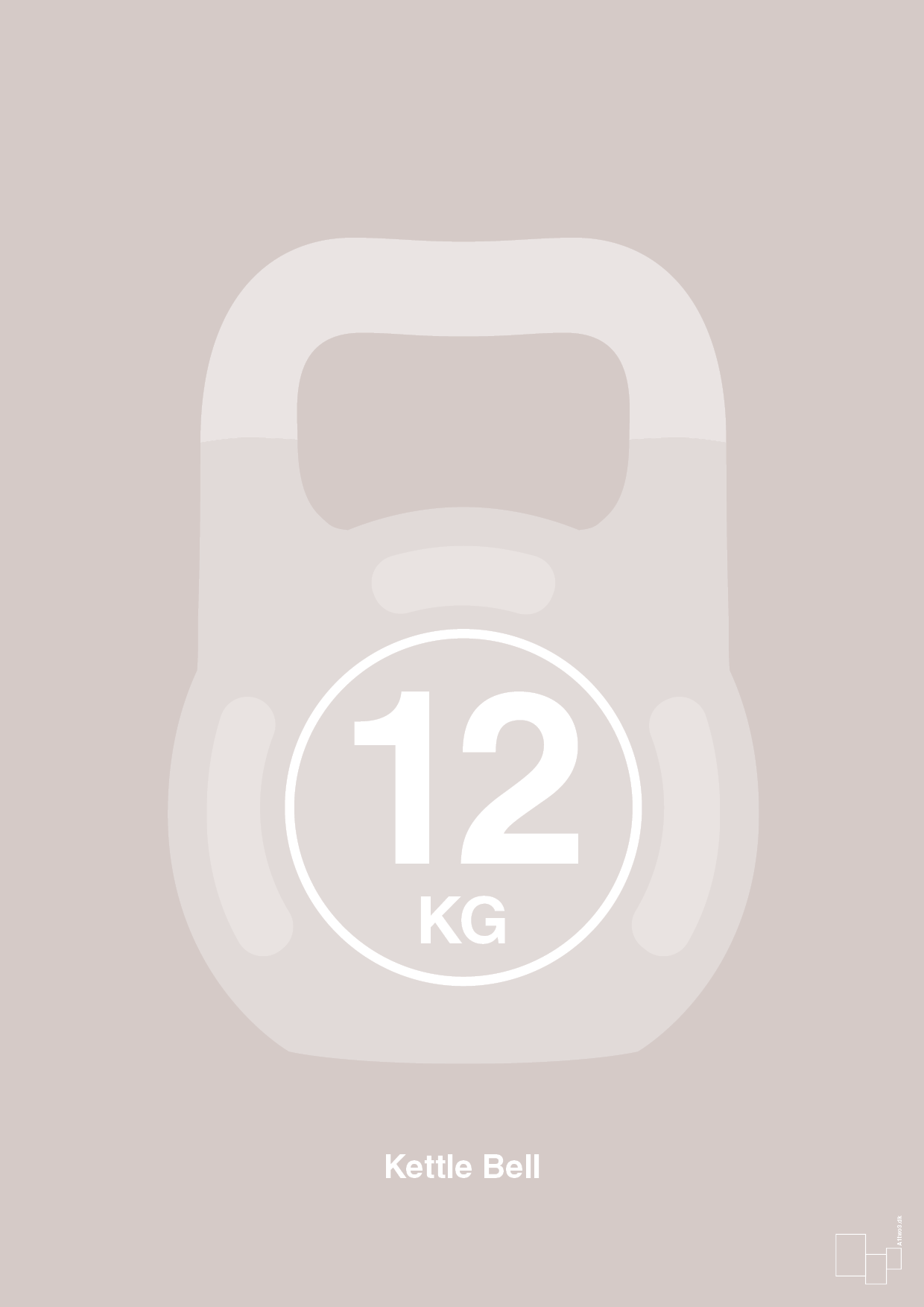 plakat: kettle bell 12 kg - broken beige-Fitness-A1two3