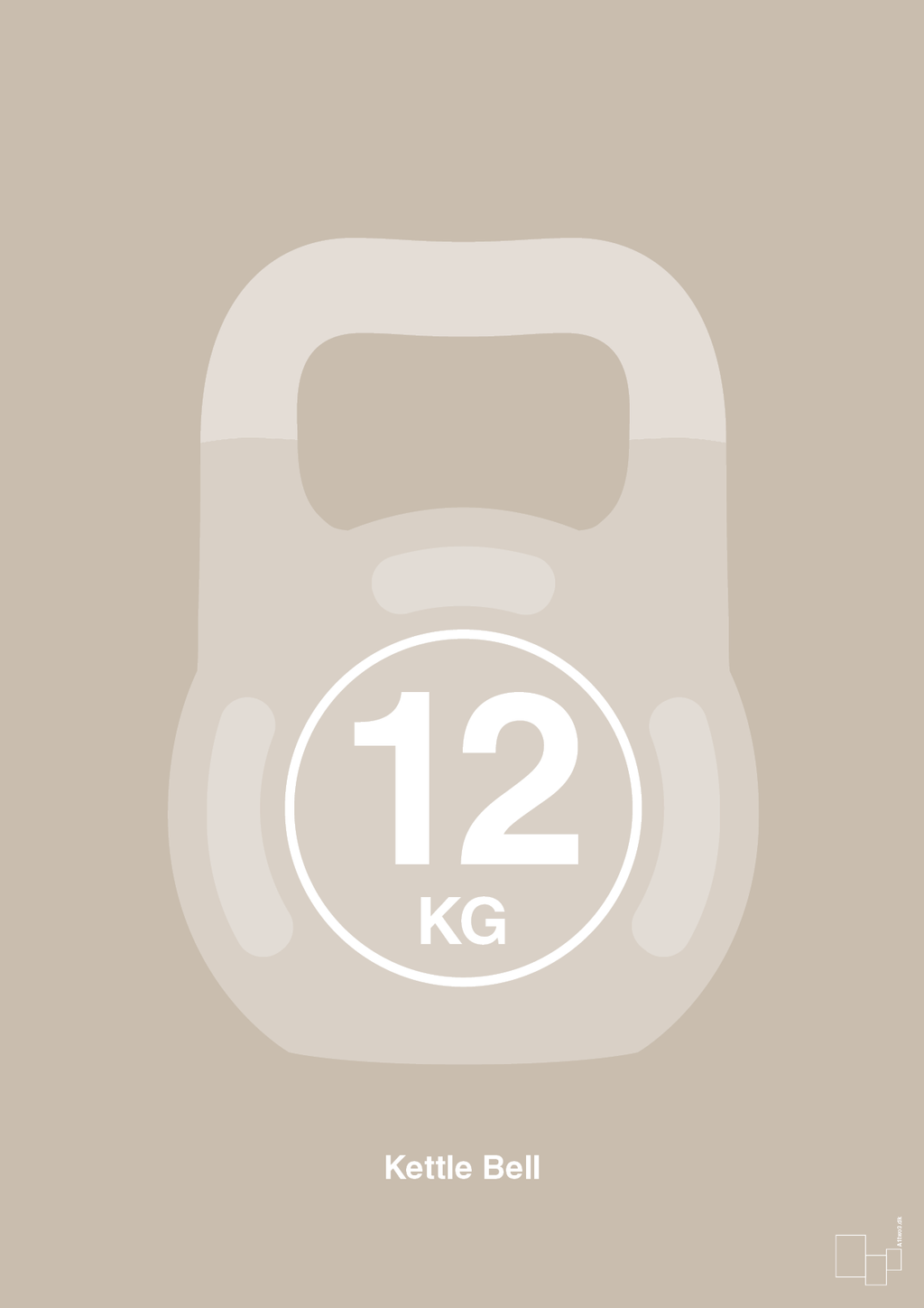 plakat: kettle bell 12 kg - creamy mushroom-Fitness-A1two3