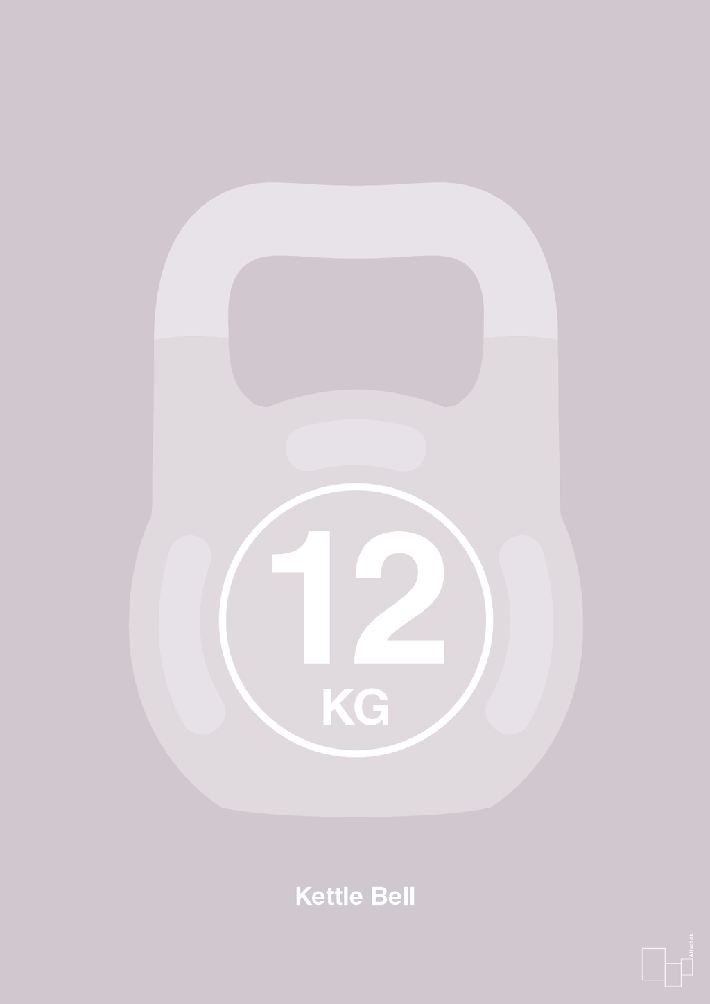 plakat: kettle bell 12 kg - dusty lilac-Fitness-A1two3