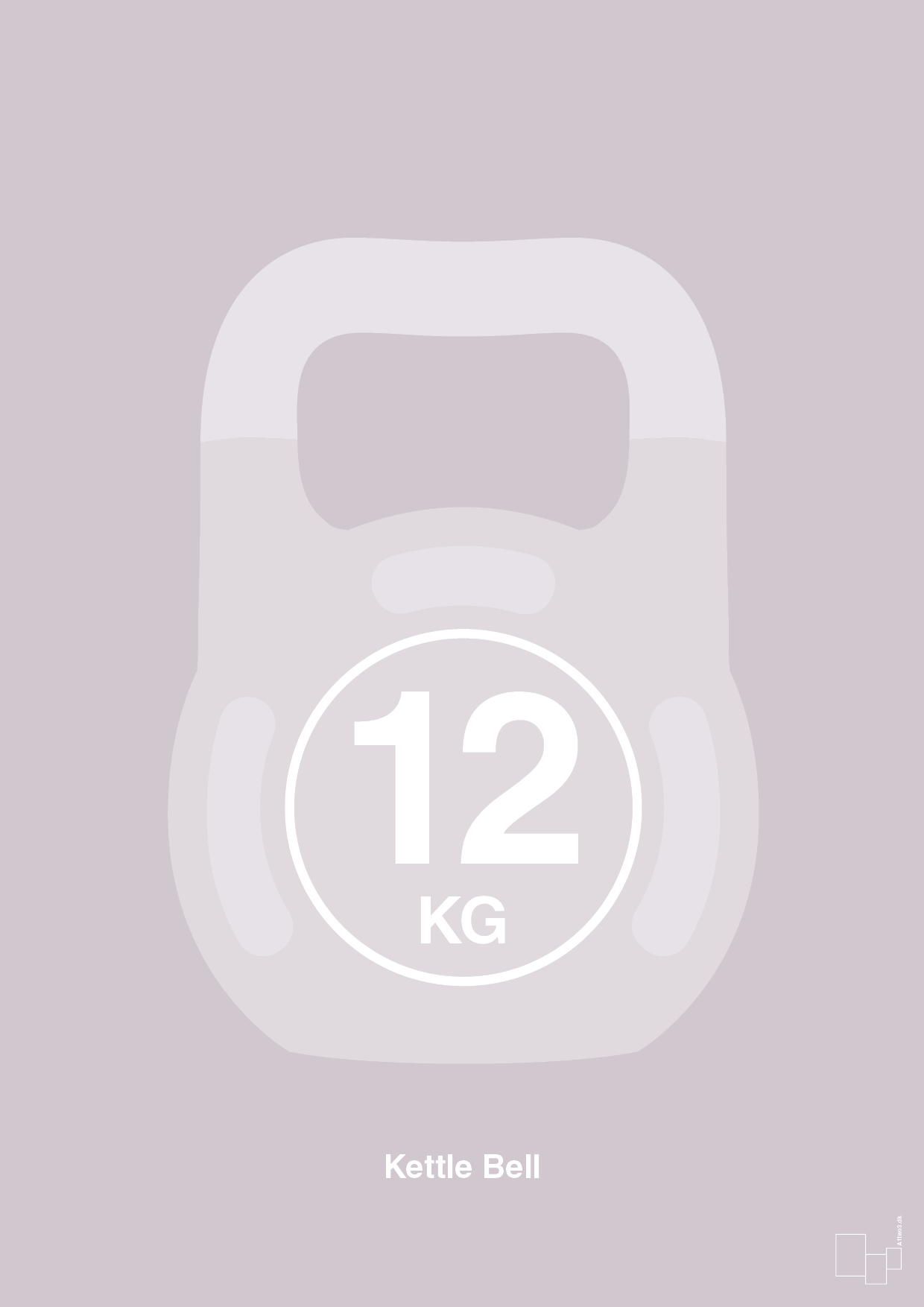 plakat: kettle bell 12 kg - dusty lilac-Fitness-A1two3