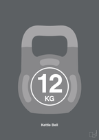 plakat: kettle bell 12 kg - graphic charcoal-Fitness-A1two3