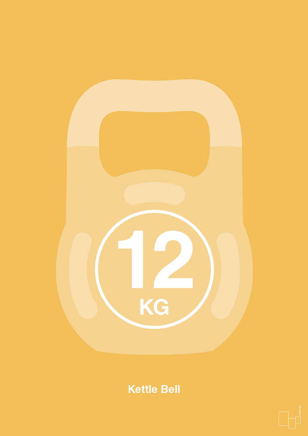 plakat: kettle bell 12 kg - honeycomb-Fitness-A1two3