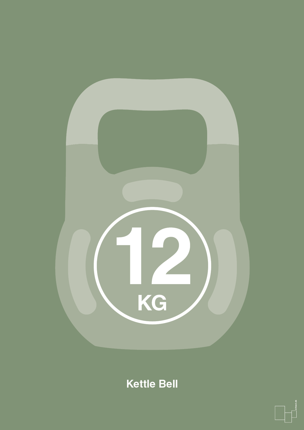 plakat: kettle bell 12 kg - jade-Fitness-A1two3