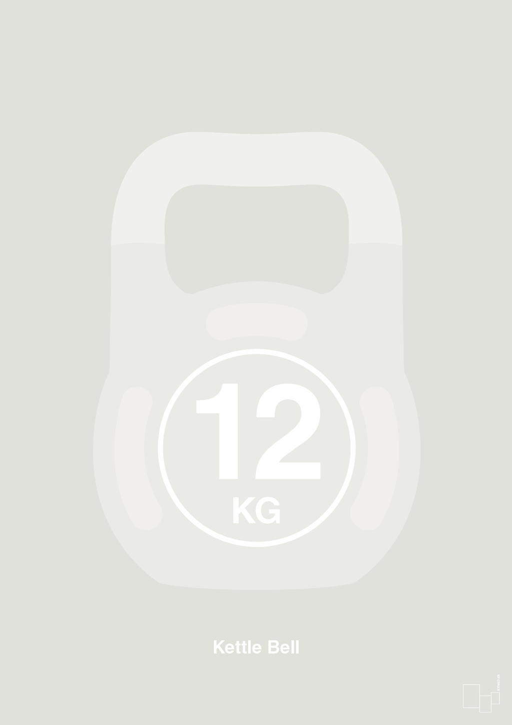 plakat: kettle bell 12 kg - painters white-Fitness-A1two3
