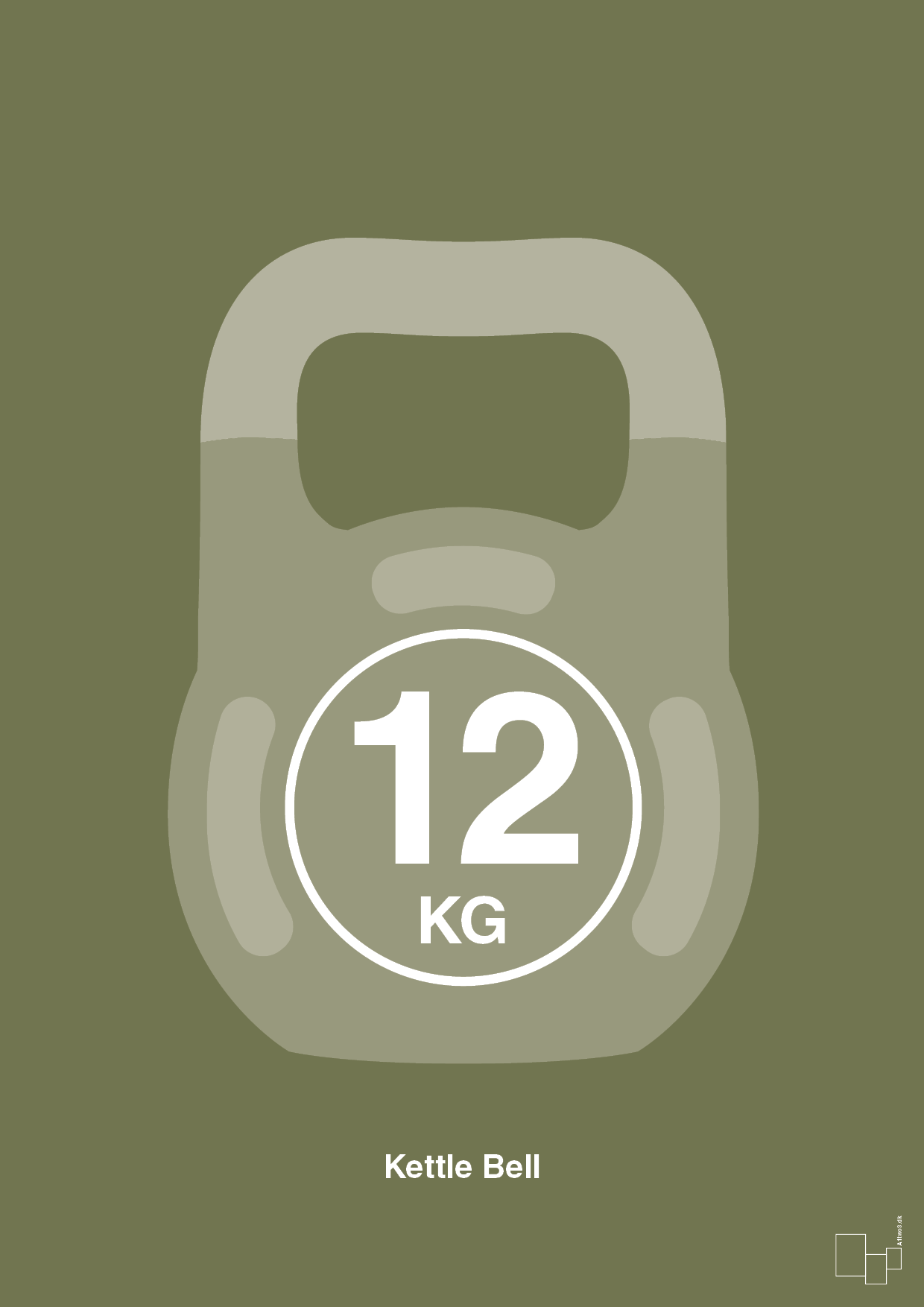 plakat: kettle bell 12 kg - secret meadow-Fitness-A1two3