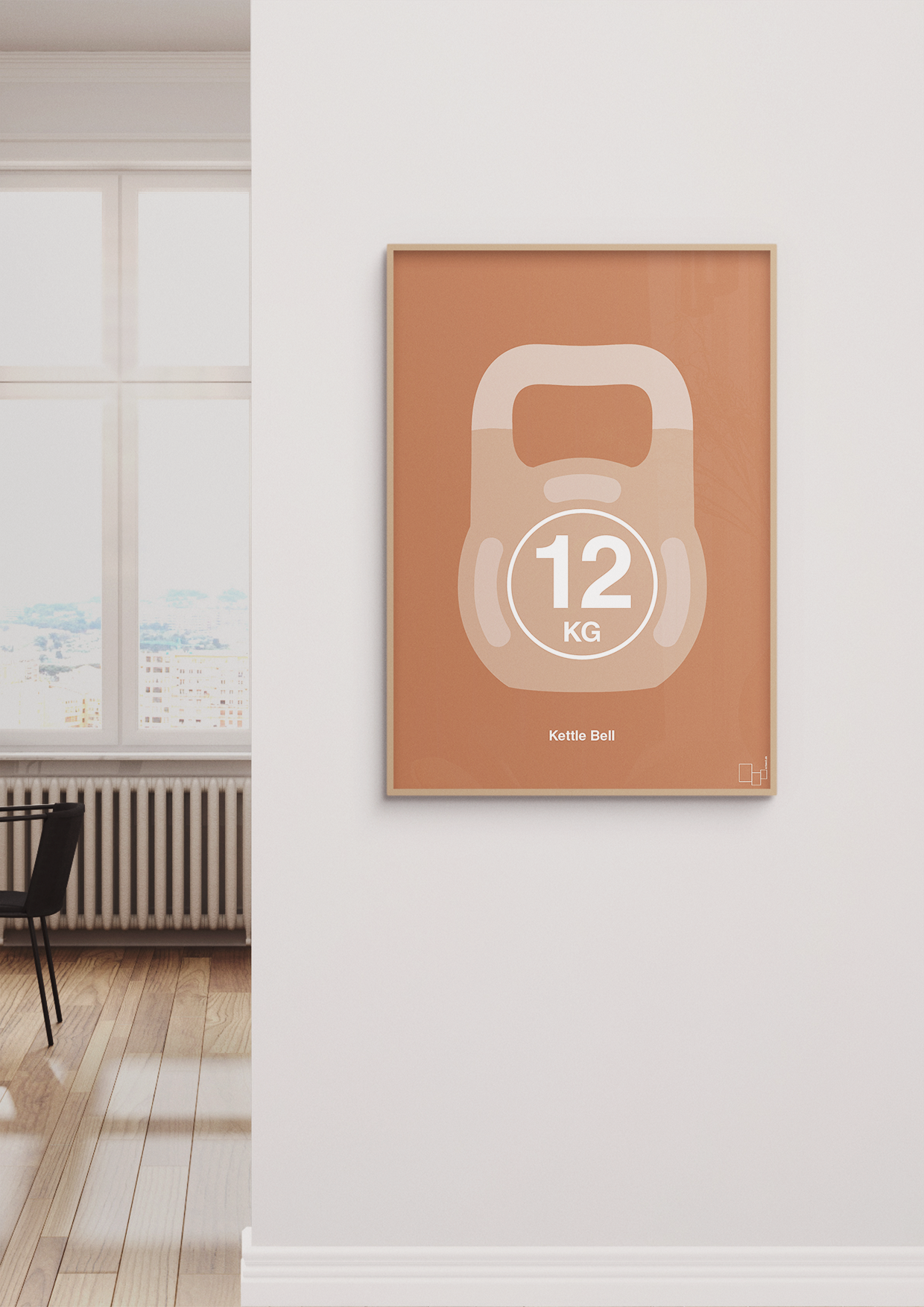 plakat: kettle bell 12 kg - graphic charcoal-Fitness-A1two3