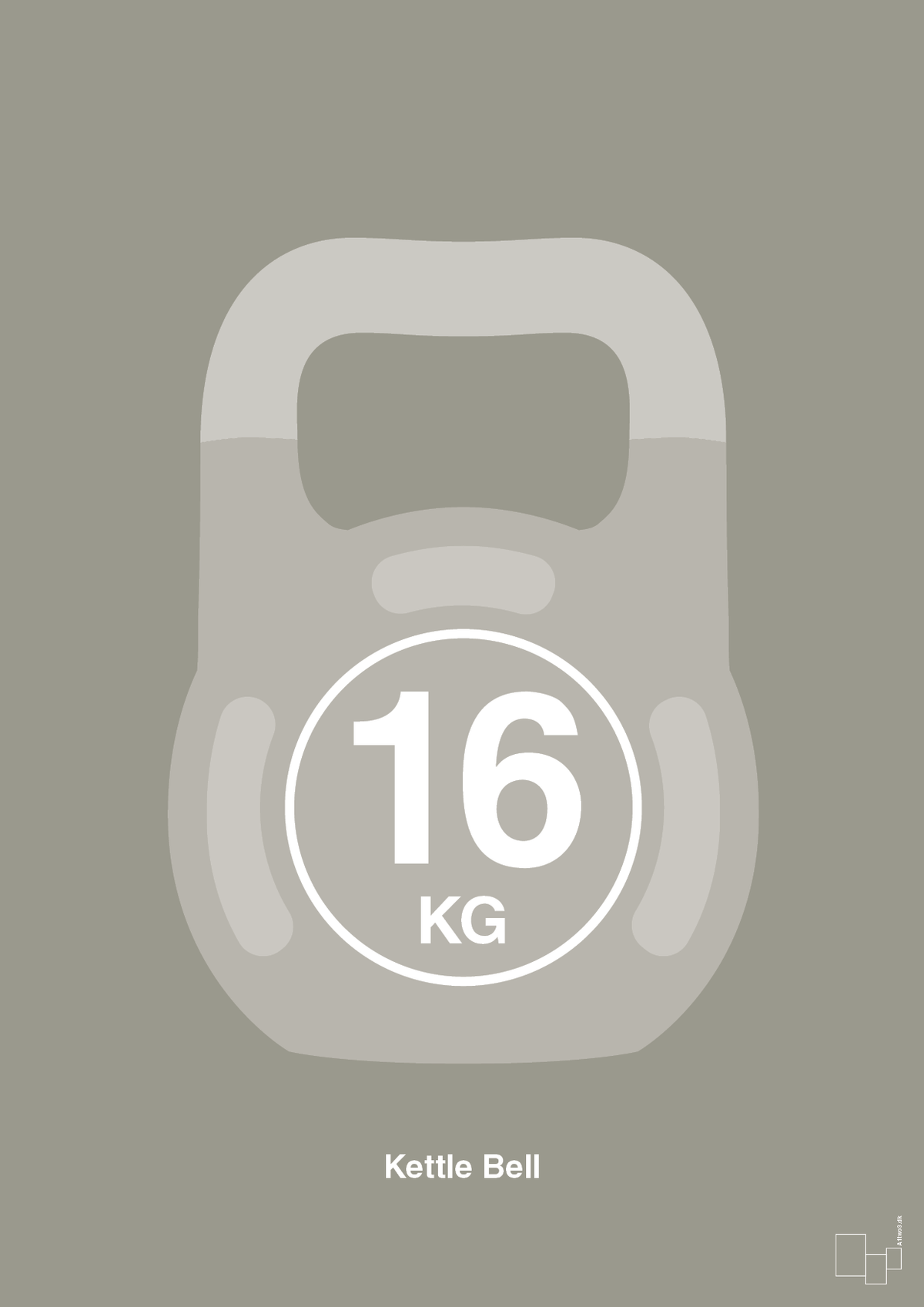 plakat: kettle bell 16 kg - battleship gray-Fitness-A1two3