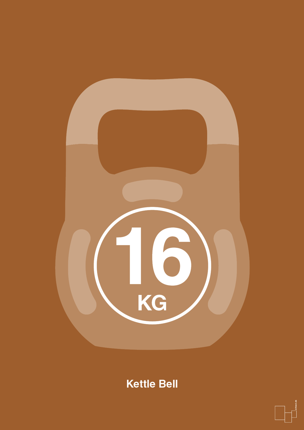 plakat: kettle bell 16 kg - cognac-Fitness-A1two3