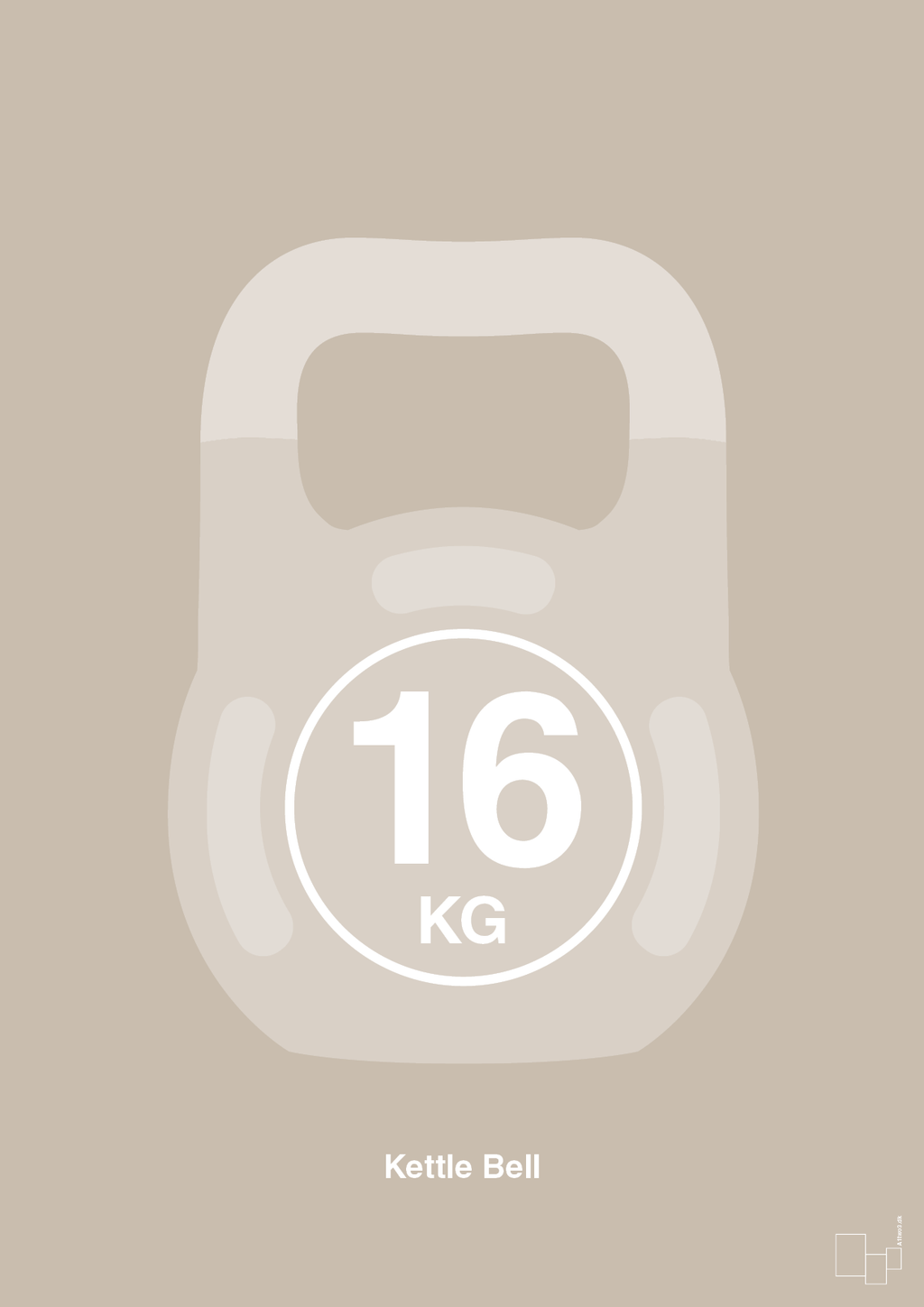 plakat: kettle bell 16 kg - creamy mushroom-Fitness-A1two3