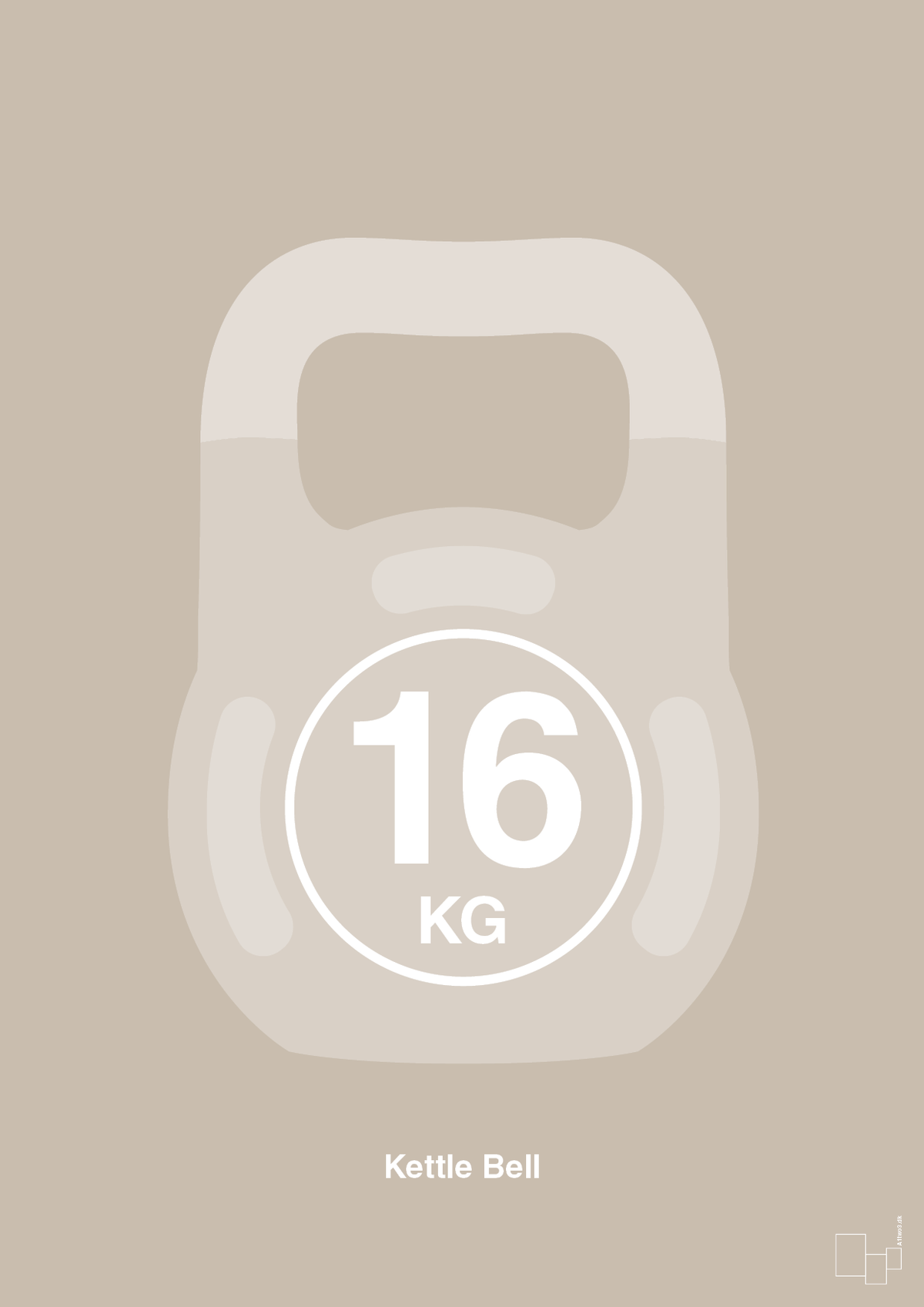 plakat: kettle bell 16 kg - creamy mushroom-Fitness-A1two3