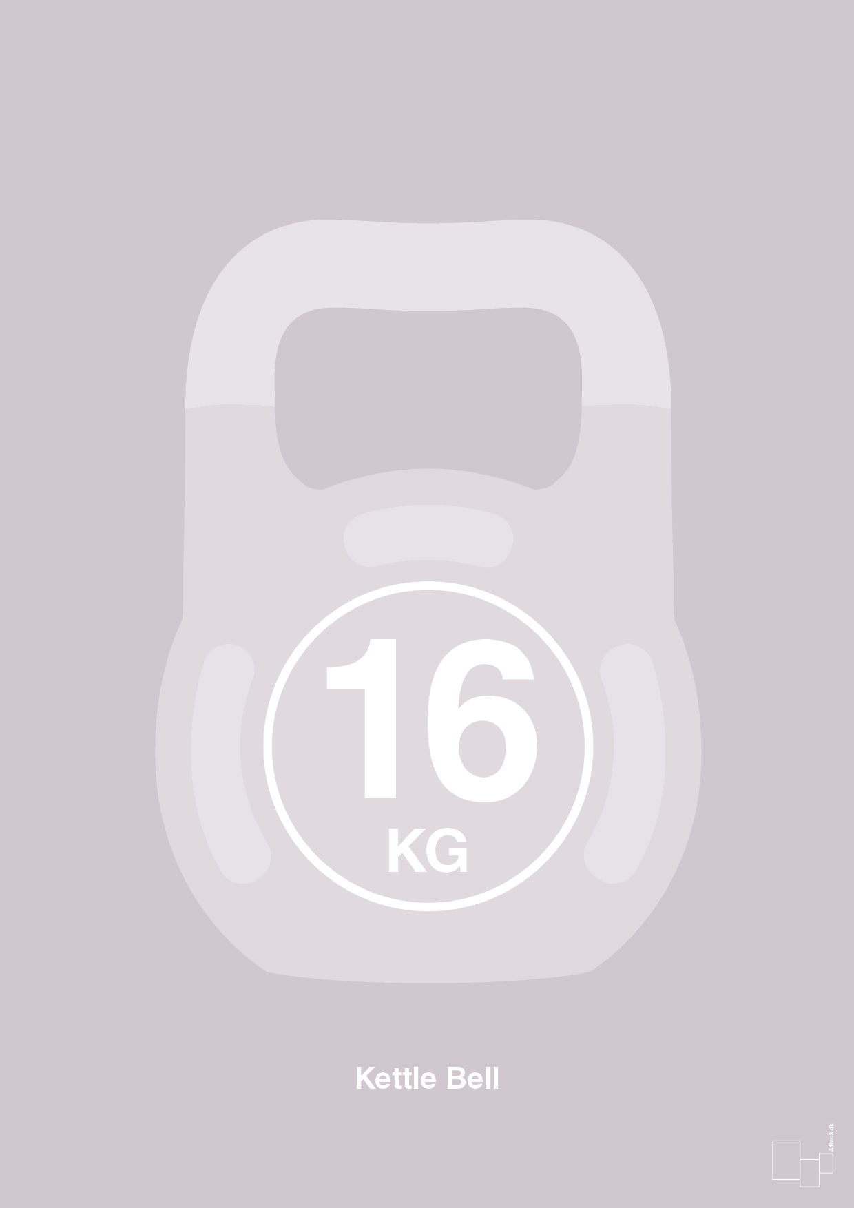 plakat: kettle bell 16 kg - dusty lilac-Fitness-A1two3
