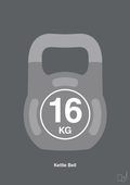 plakat: kettle bell 16 kg - graphic charcoal-Fitness-A1two3