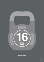 plakat: kettle bell 16 kg - graphic charcoal-Fitness-A1two3