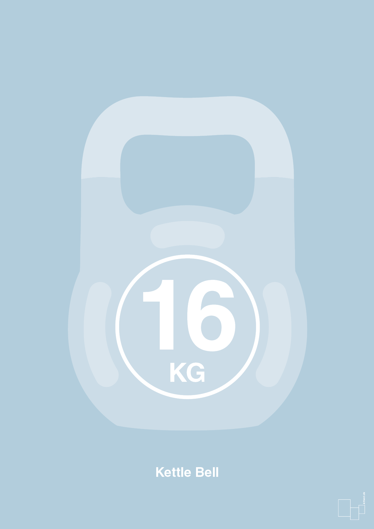 plakat: kettle bell 16 kg - heavenly blue-Fitness-A1two3