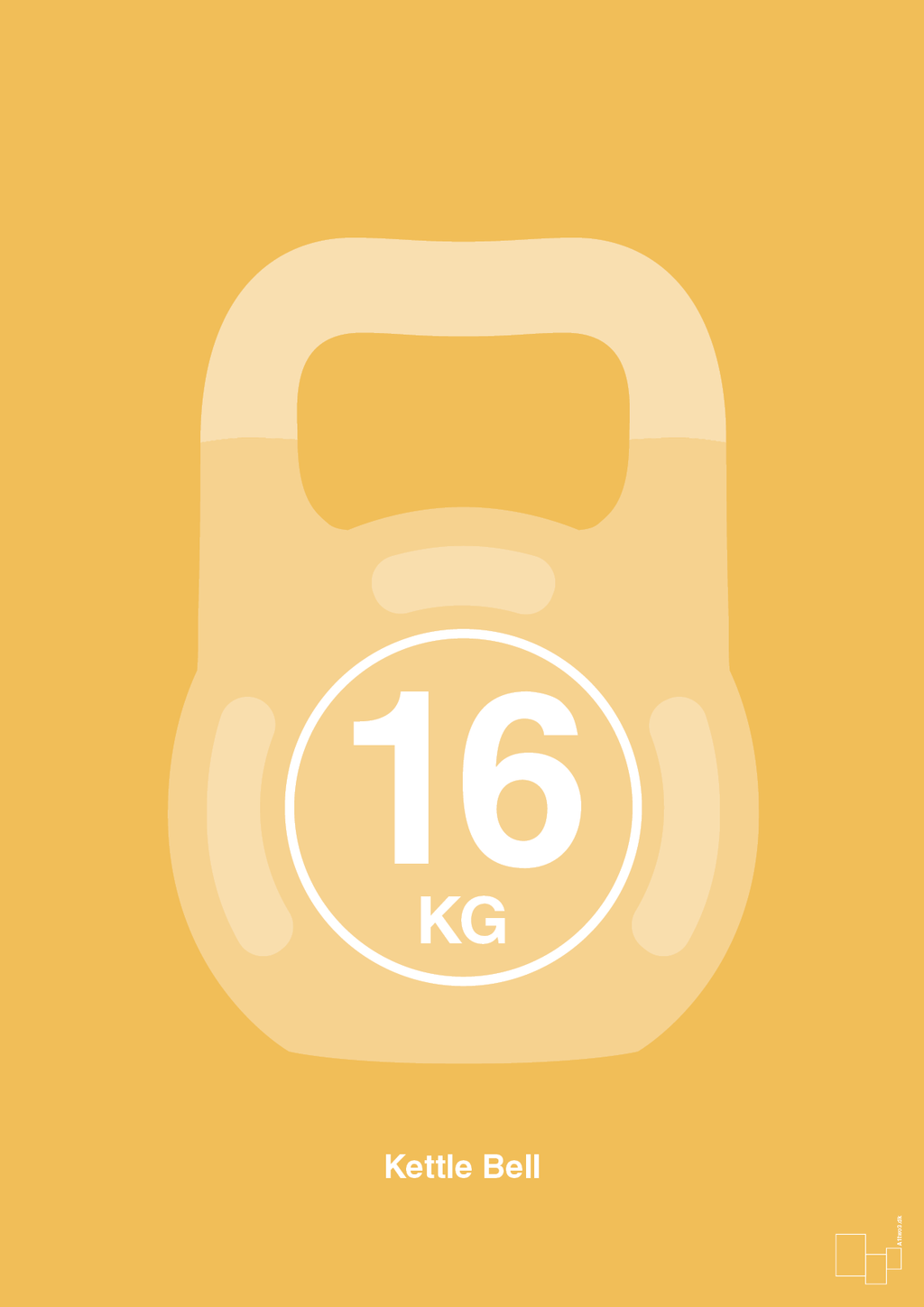 plakat: kettle bell 16 kg - honeycomb-Fitness-A1two3