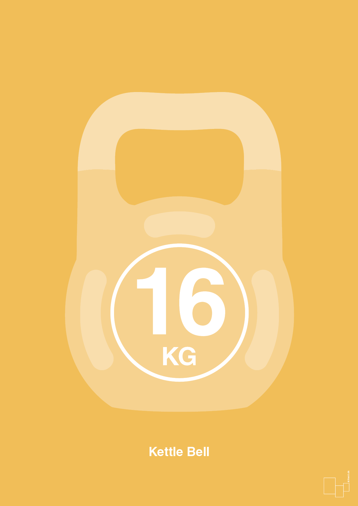 plakat: kettle bell 16 kg - honeycomb-Fitness-A1two3