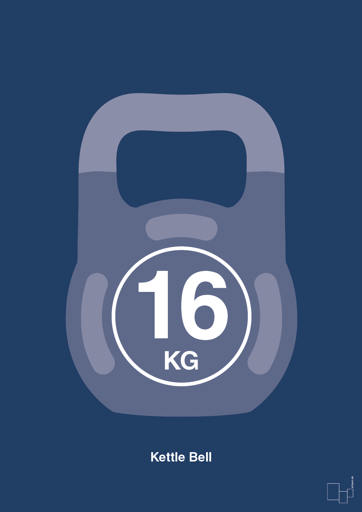 plakat: kettle bell 16 kg - lapis blue-Fitness-A1two3