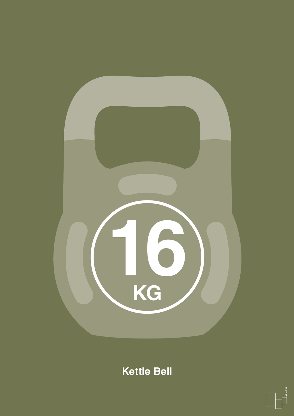 plakat: kettle bell 16 kg - secret meadow-Fitness-A1two3