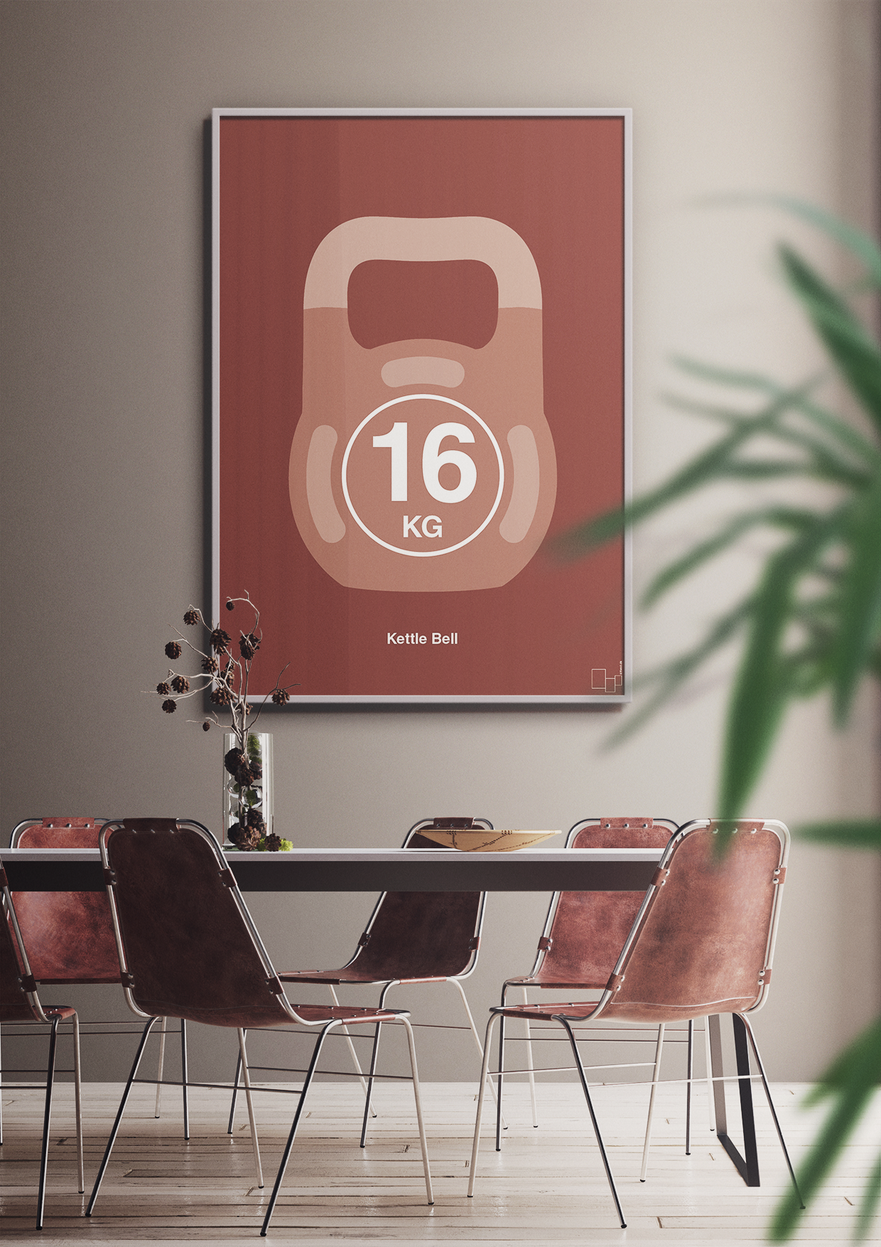 plakat: kettle bell 16 kg - graphic charcoal-Fitness-A1two3