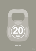 plakat: kettle bell 20 kg - battleship gray-Fitness-A1two3