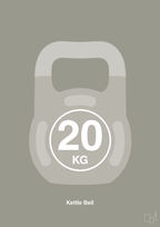 plakat: kettle bell 20 kg - battleship gray-Fitness-A1two3