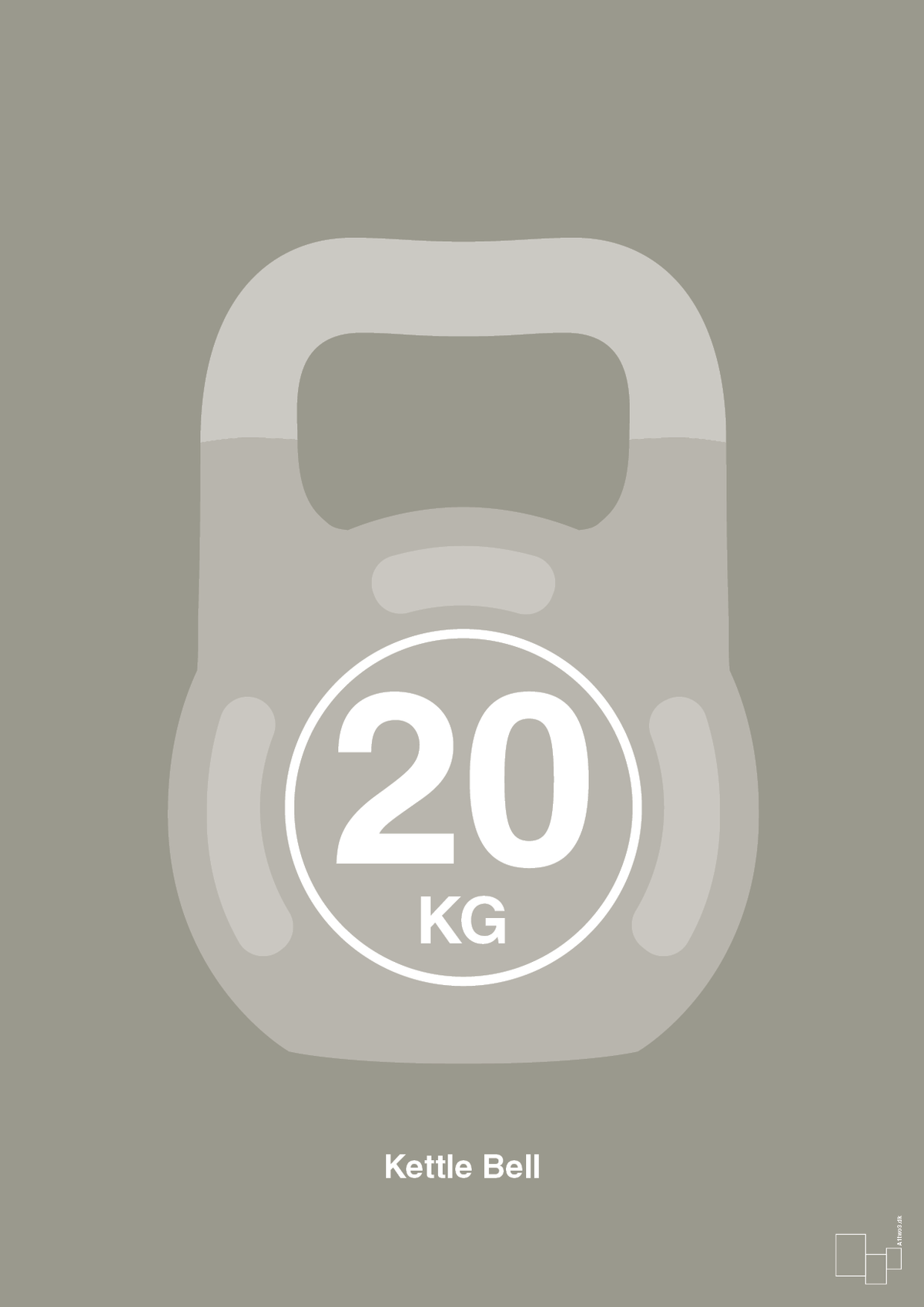 plakat: kettle bell 20 kg - battleship gray-Fitness-A1two3