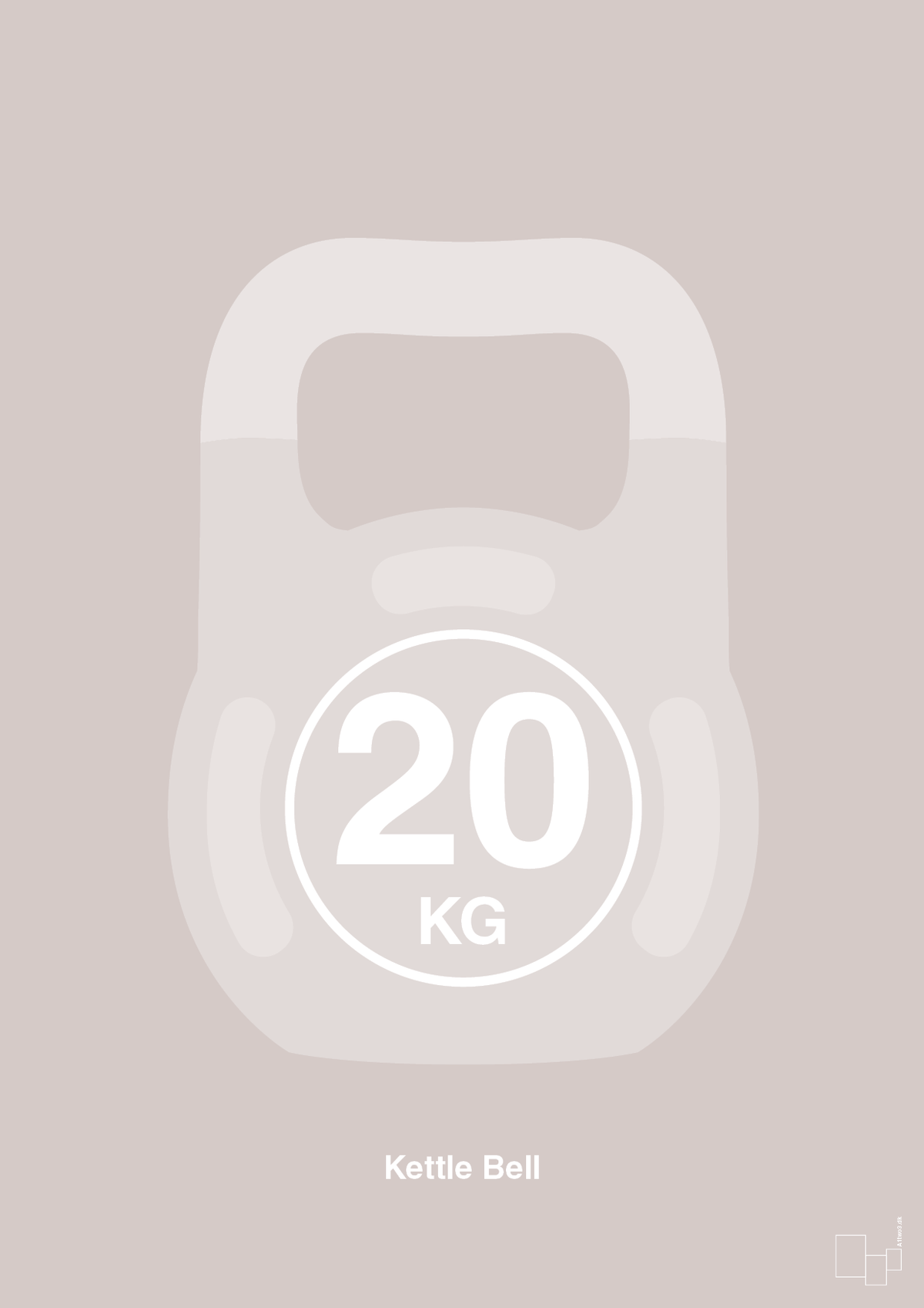 plakat: kettle bell 20 kg - broken beige-Fitness-A1two3