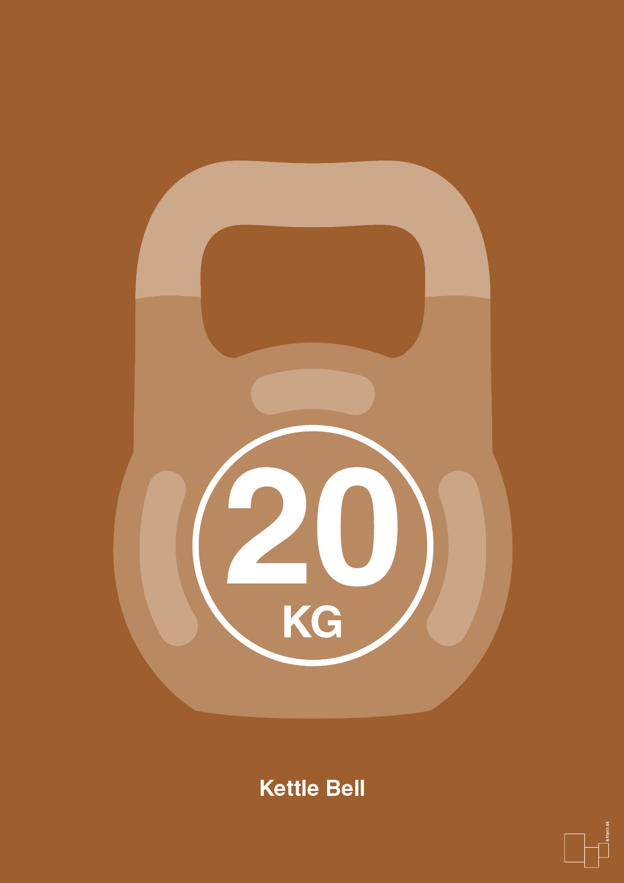 plakat: kettle bell 20 kg - cognac-Fitness-A1two3