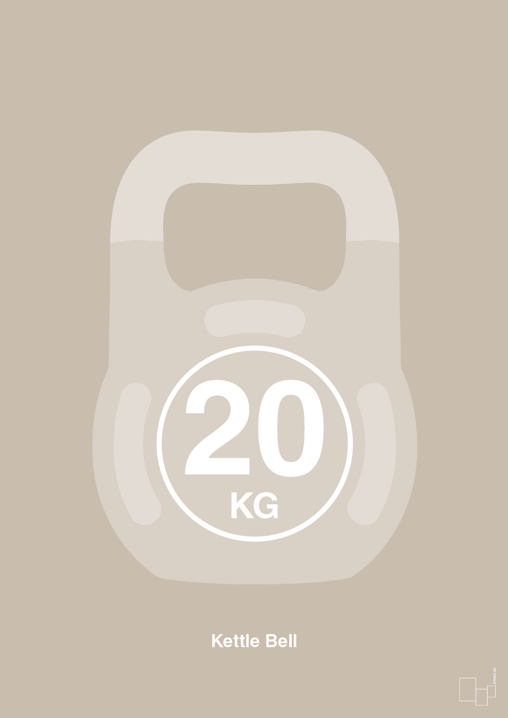 plakat: kettle bell 20 kg - creamy mushroom-Fitness-A1two3