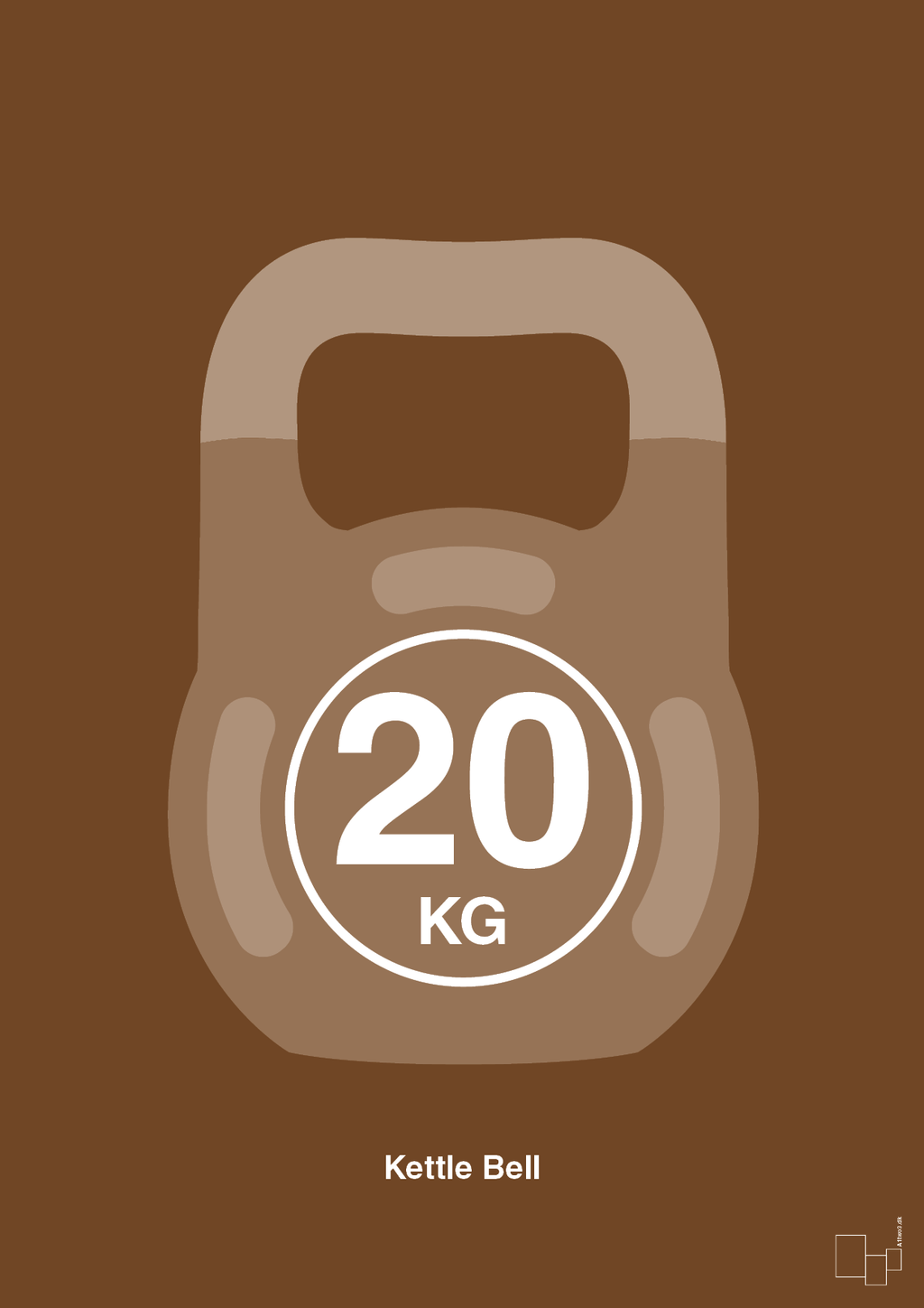 plakat: kettle bell 20 kg - dark brown-Fitness-A1two3