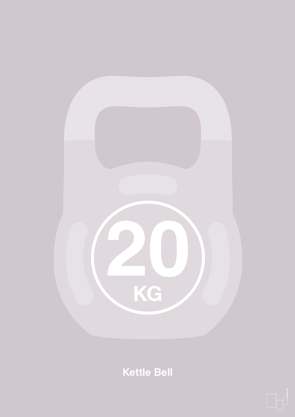 plakat: kettle bell 20 kg - dusty lilac-Fitness-A1two3