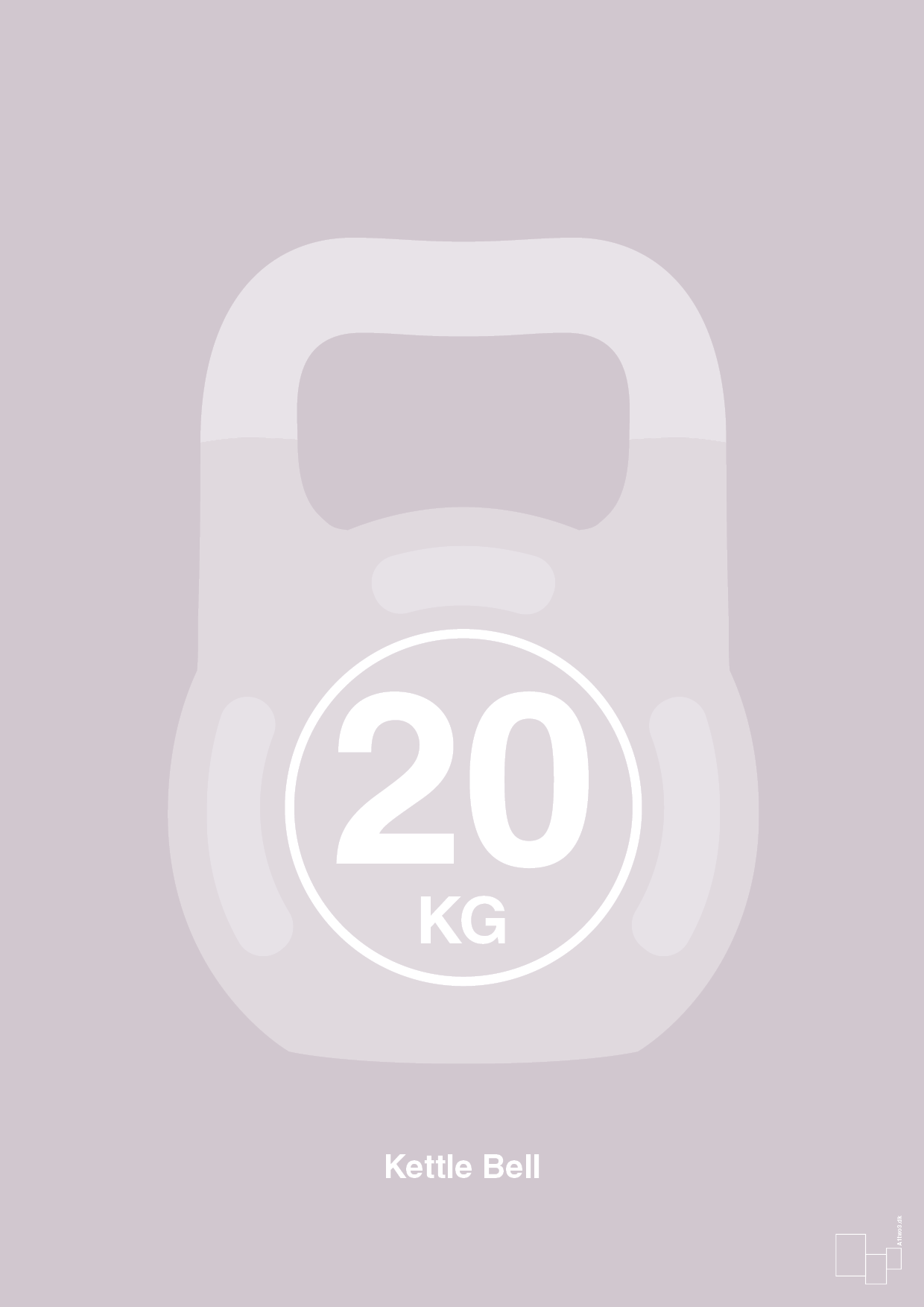 plakat: kettle bell 20 kg - dusty lilac-Fitness-A1two3