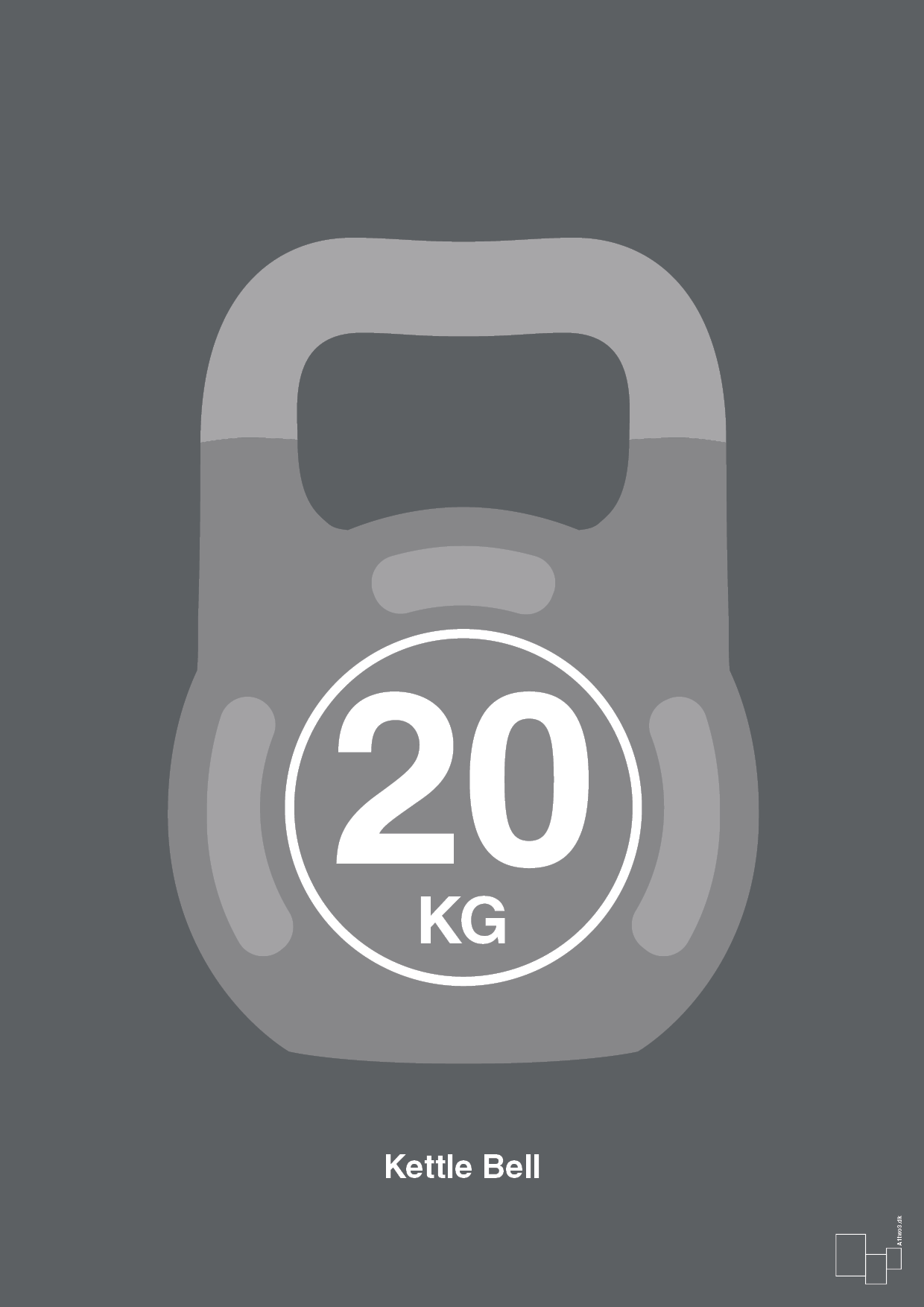 plakat: kettle bell 20 kg - graphic charcoal-Fitness-A1two3