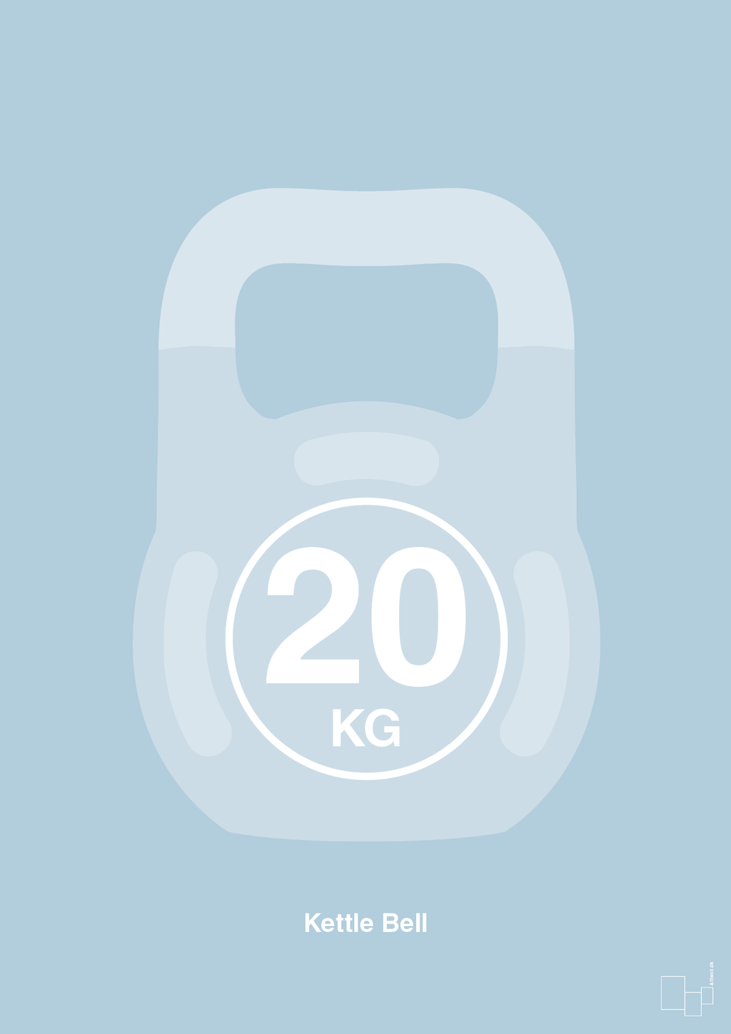 plakat: kettle bell 20 kg - heavenly blue-Fitness-A1two3