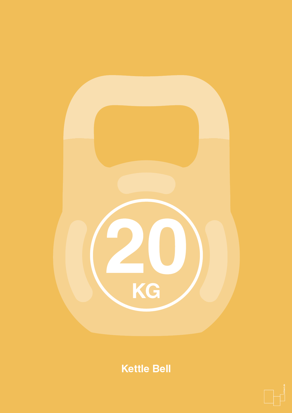 plakat: kettle bell 20 kg - honeycomb-Fitness-A1two3