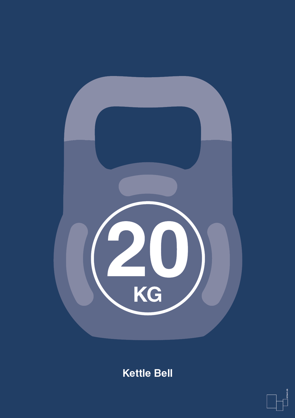 plakat: kettle bell 20 kg - lapis blue-Fitness-A1two3