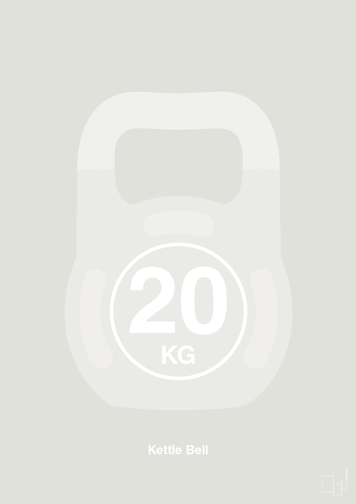 plakat: kettle bell 20 kg - painters white-Fitness-A1two3