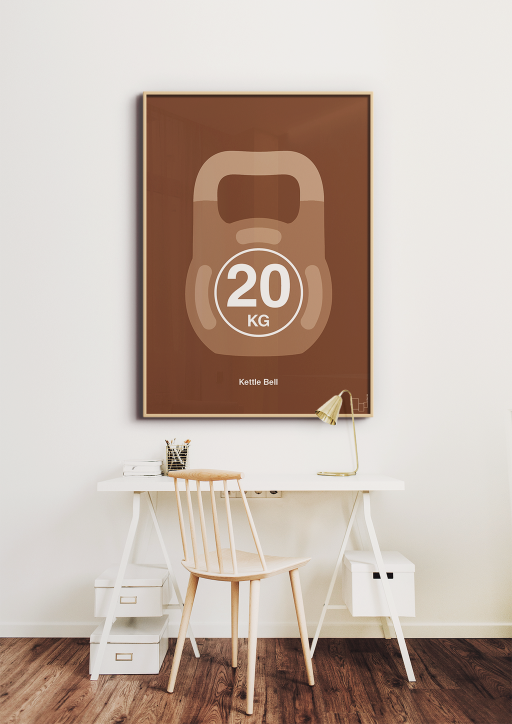 plakat: kettle bell 20 kg - graphic charcoal-Fitness-A1two3