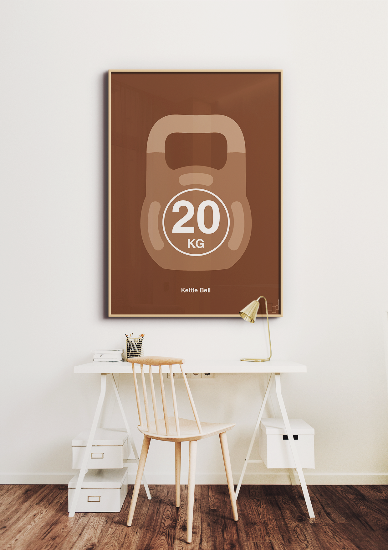 plakat: kettle bell 20 kg - graphic charcoal-Fitness-A1two3