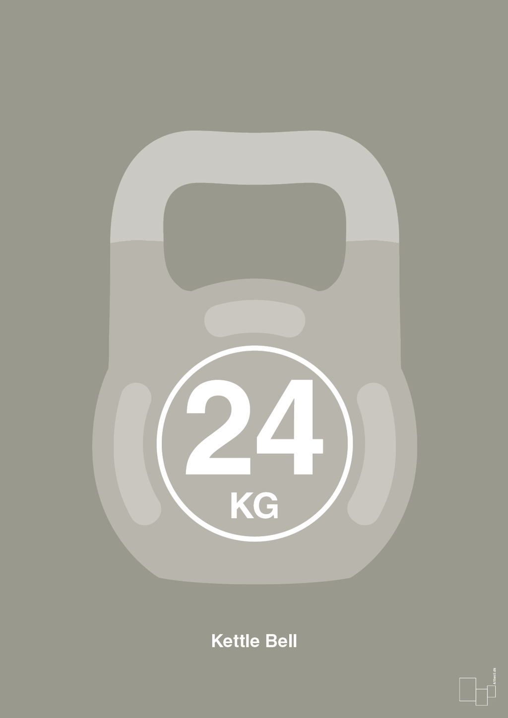 plakat: kettle bell 24 kg - battleship gray-Fitness-A1two3