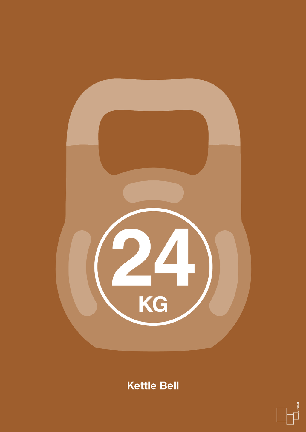 plakat: kettle bell 24 kg - cognac-Fitness-A1two3
