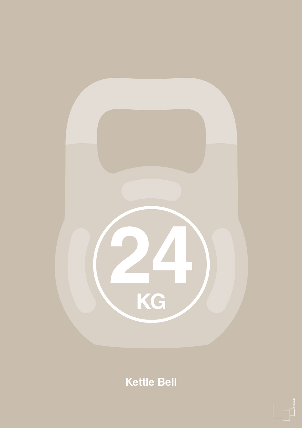 plakat: kettle bell 24 kg - creamy mushroom-Fitness-A1two3