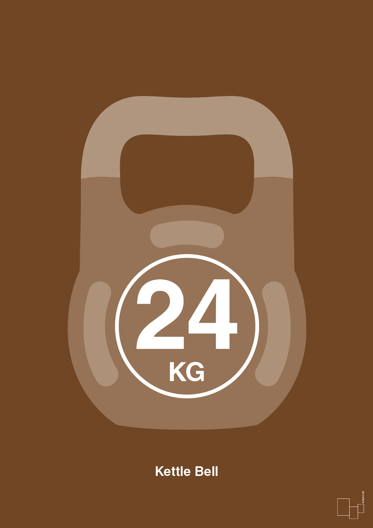 plakat: kettle bell 24 kg - dark brown-Fitness-A1two3