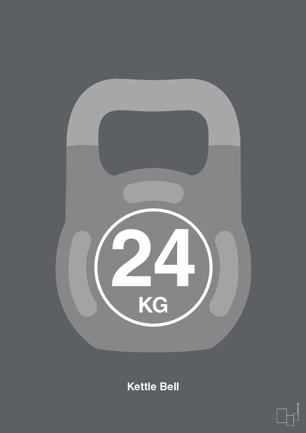 plakat: kettle bell 24 kg - graphic charcoal-Fitness-A1two3
