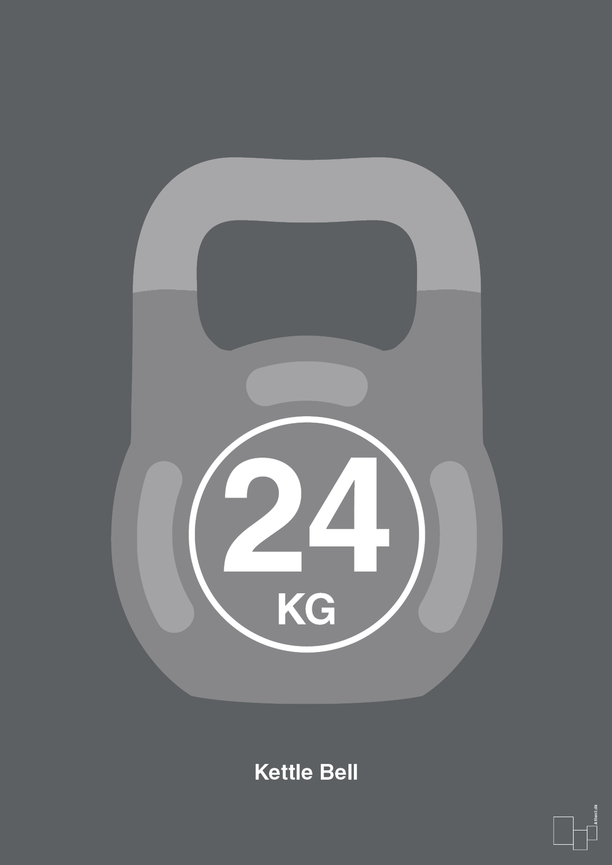 plakat: kettle bell 24 kg - graphic charcoal-Fitness-A1two3