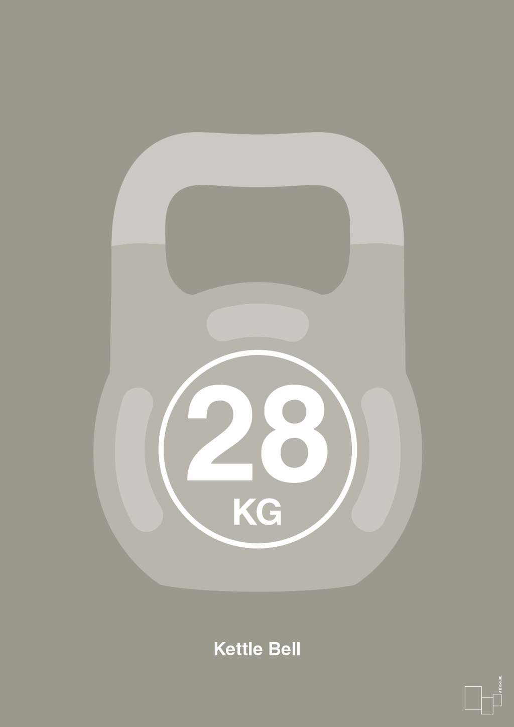 plakat: kettle bell 28 kg - battleship gray-Fitness-A1two3