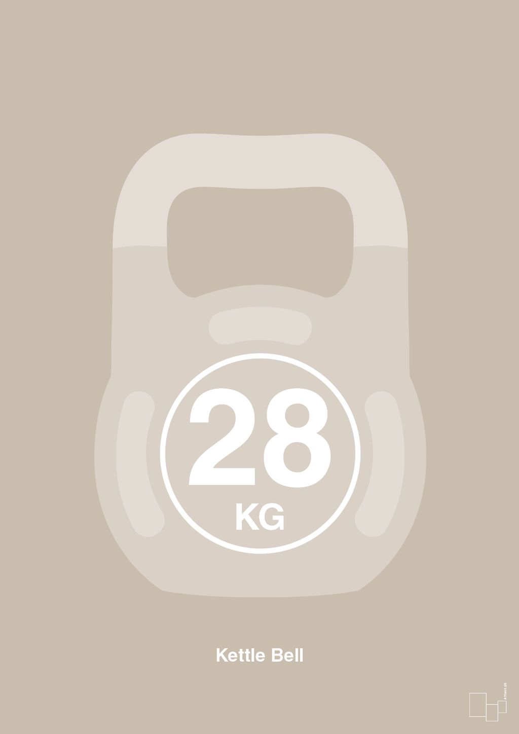 plakat: kettle bell 28 kg - creamy mushroom-Fitness-A1two3